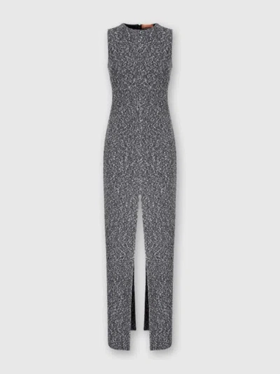 Missoni Long Sleeveless Dress With Deep Central Slit In Black & White