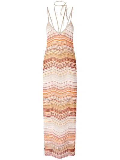 Missoni Long Sleeveless Dress With Striking Zigzag Pattern In Multicolor