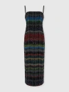 Missoni Long Strapless Dress With Wave Check Pattern In Black