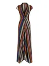 Missoni Stripe Twist Front Raschel Mesh Maxi Dress In Multi