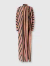 Missoni Long Striped Cotton And Viscose Dress With Knotted Collar In Multicoloured