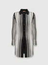 Missoni Long Striped Crochet Cardigan With Shirt Collar In Multicoloured