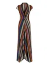 Missoni Stripe Twist Front Raschel Mesh Maxi Dress In Multi