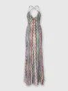 Missoni Long V-neck Dress With Snake Pattern In Multi