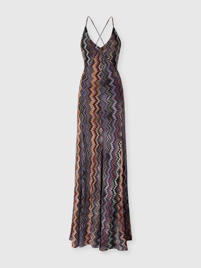 Missoni Long V-neck Dress With Snake Pattern In Multi