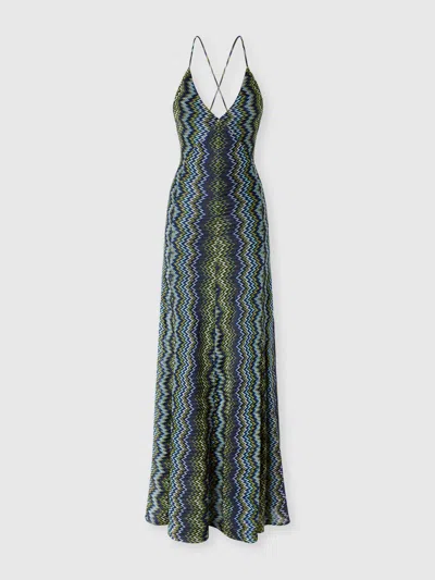 Missoni Long Viscose Dress With Snake Motif In Green