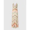 Missoni Long Viscose Dress With V-neck Lace And Zig Zag Pattern In Multicoloured