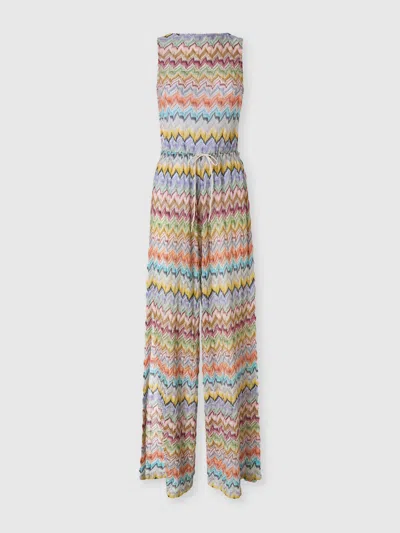 Missoni Langer Cover-up-jumpsuit Aus Viskose-lamé Mit Cut-out In Multi