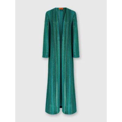 Missoni Long Zig Zag Cardigan With Sequins Without Buttons In Multicoloured