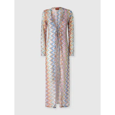 Missoni Long Zig Zag Fabric Cover-up Cardigan In Multi