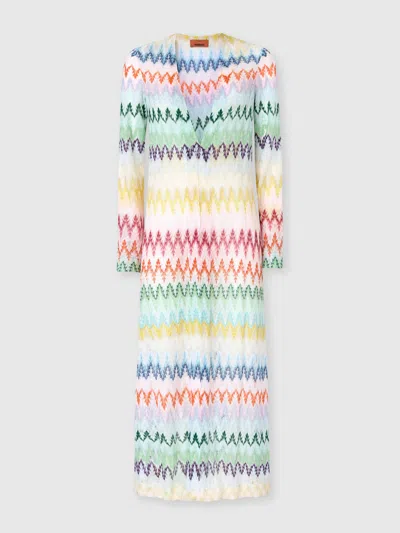Missoni Long Zig Zag Lace Cardigan In Multicoloured