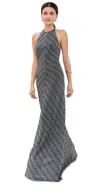 Missoni Womens Chevron-print Halterneck Woven-blend Maxi Dress Black And Silver In Black And Silver