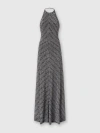 Missoni Womens Chevron-print Halterneck Woven-blend Maxi Dress Black And Silver In Black & Silver