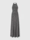 Missoni Womens Chevron-print Halterneck Woven-blend Maxi Dress Black And Silver In Black,silver