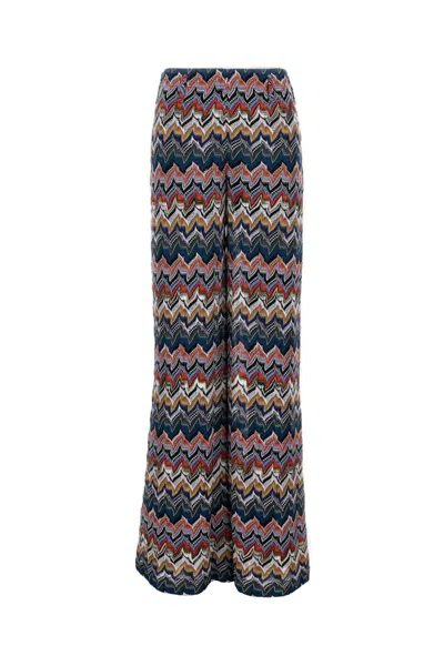 Missoni Long Zigzag Pattern Trousers With Elastic Waistband In Black