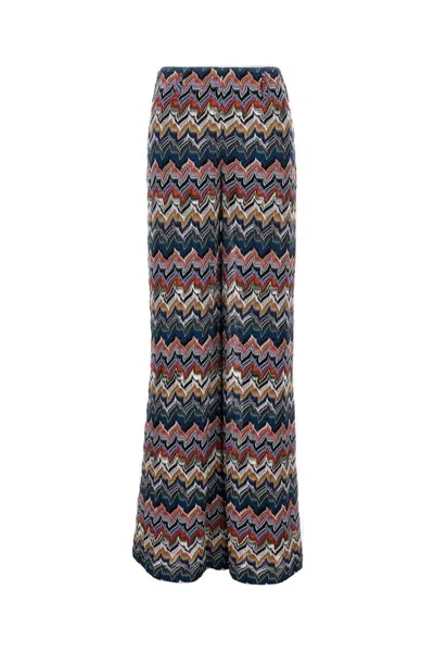 MISSONI LONG ZIGZAG PATTERN TROUSERS WITH ELASTIC WAISTBAND