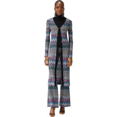Missoni Long Zigzag Wool Cardigan In Multicoloured