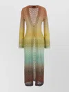 Missoni V-neck Metallic Ombre Knit Long Cardigan