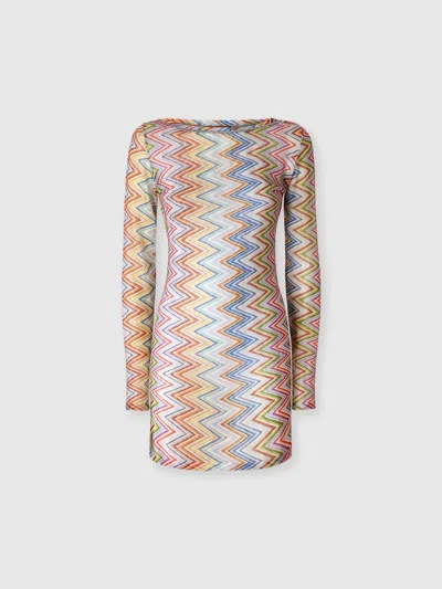 Missoni Long-sleeve T-shirt In Zig Zag Printed Fabric In Multi