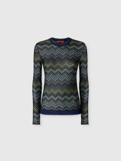 Missoni Long-sleeve Viscose Sweater With Snake Motif In Multicoloured