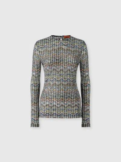 Missoni Long-sleeve Viscose-blend Sweater With Sequins In Multi
