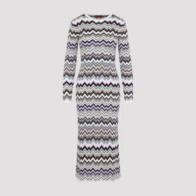 Missoni Long-sleeve Zigzag Knit Maxi Dress In Multi