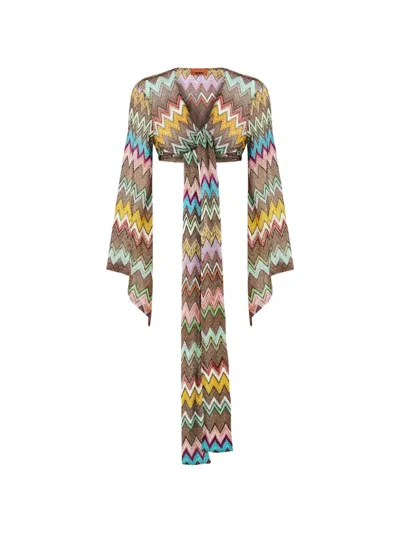 Missoni Long-sleeve Zigzag Top In Brown
