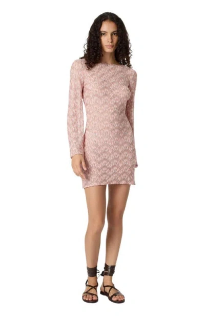 Missoni Long-sleeve Pattern Mini Beach Dress In Pink