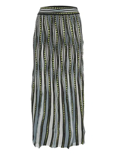 Pre-owned Missoni Lurex-detail Striped Skirt In Blue