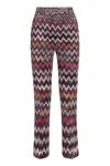 Missoni Chevron Pattern Elastic Waistband Trousers In Rosso