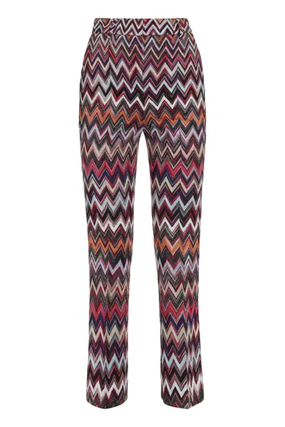 Missoni Lurex Details Knit Trousers In Rosso