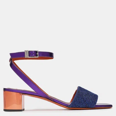 Pre-owned Missoni Lurex Fabric Ankle Strap Sandals Size 39 In Blue
