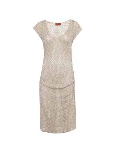 Pre-owned Missoni Lurex Knit Maxii Dress In Neutral