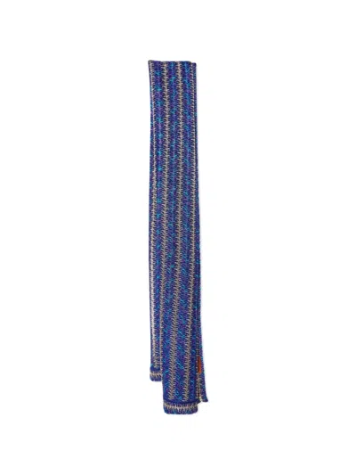 Pre-owned Missoni Lurex Knit Scarf In Blue