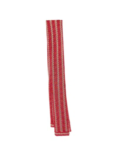 Pre-owned Missoni Lurex Knit Scarf In Red