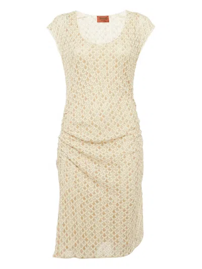 Pre-owned Missoni Lurex Knitted Midi Dress In Neutral