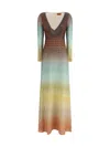 Missoni Plunging Metallic Ombre Knit Long-sleeve Maxi Dress