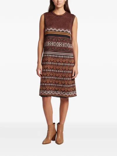 Pre-owned Missoni Lurex Patterned Knit Mini Dress In Brown