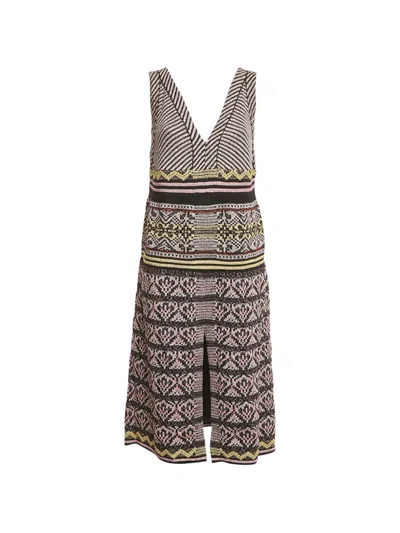 Pre-owned Missoni Lurex V-neck Midi Dress In Black