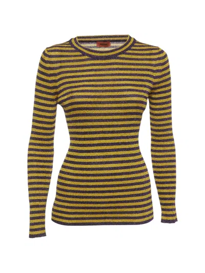 Pre-owned Missoni Lurex-detail Striped Knitted Top In Yellow