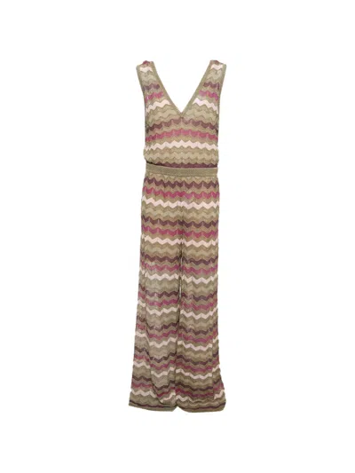 Pre-owned Missoni Lurex-knit Sleeveless Jumpsuit In Green