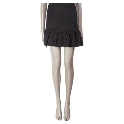 Pre-owned Missoni M  Black Wool Blend Chevron Knit Trumpet Mini Skirt 40 S
