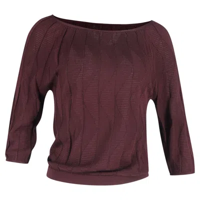 Missoni M  Boat Neck Top In Burgundy Cotton In Red