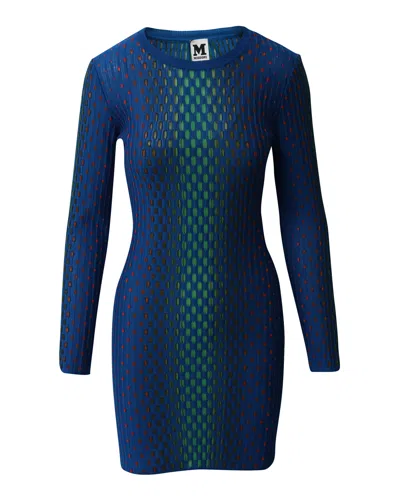 Missoni M  Bubble Knit Dress In Blue Polyester