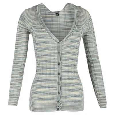 Missoni M  Knitted Buttoned Cardigan In Multicolor Cotton In Gray