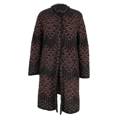 Missoni M  Knitted Open Coat In Red And Black Acrylic In Multi