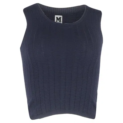 Missoni M  Knitted Tank Tops In Navy Blue Cotton
