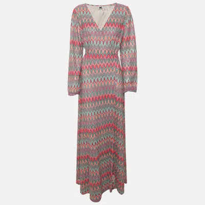 Pre-owned Missoni M  Multicolor Chevron Knit Maxi Wrap Dress S