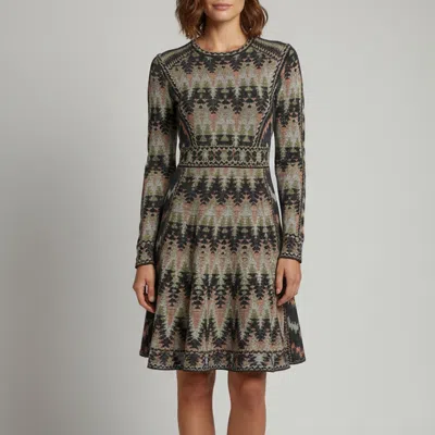 Pre-owned Missoni M  Multicolor Geometric Pattern Knit Long Sleeve Midi Dress S