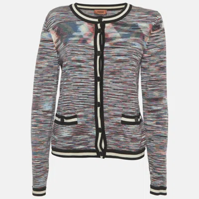 Pre-owned Missoni M  Multicolor Striped Stretch Knit Cardigan L